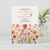 Boho Wildflower結婚のQRコード 招待状 (スタンド正面)