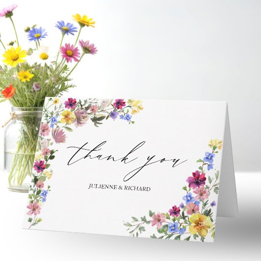Boho Wildflower結婚's Thank You カード