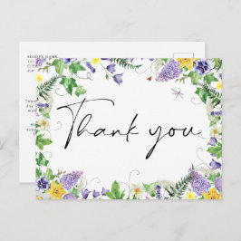Boho Wildflower結婚's Thank You ポストカード