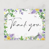 Boho Wildflower結婚's Thank You ポストカード (正面)
