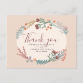 Boho Wildflower結婚's Thank You ポストカード (正面)