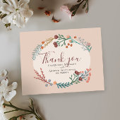 Boho Wildflower結婚's Thank You ポストカード