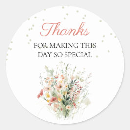 Boho Wildflower赤ちゃんシャワーありがとう ラウンドシール