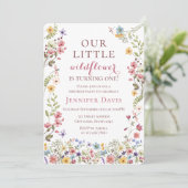 Boho Wildflower 1st Birthday Invitation 招待状 (スタンド正面)
