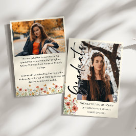 Boho Wildflower 2写真卒業 案内状