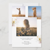 Boho Wildflower 3写真卒業パーティー 招待状 (裏面)