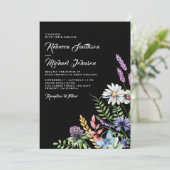 Boho Wildflower All In One Black 結婚's 招待状 (スタンド正面)