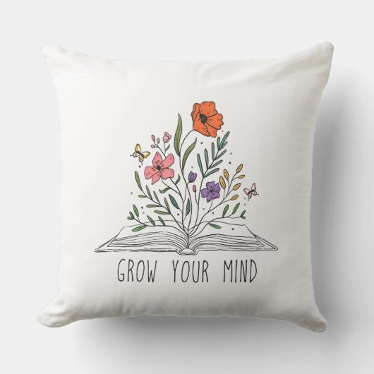 Boho Wildflower and Bookで心を育てる クッション (正面)