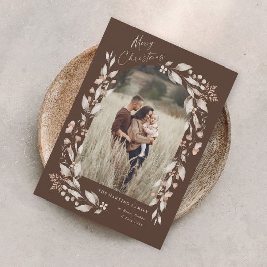 Boho Wildflower Archフォトクリスマス シーズンカード