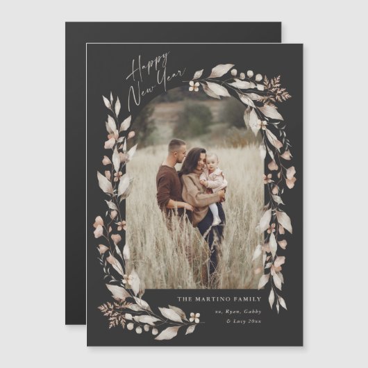 Boho Wildflower Arch写真新年 (正面/裏面)