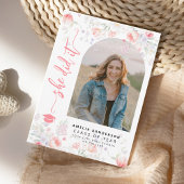 Boho wildflower arch photo graduation  案内状