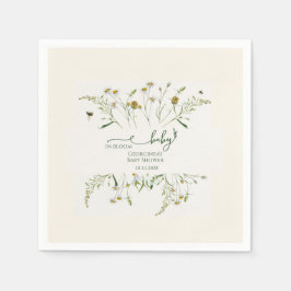 Boho Wildflower Baby in Bloom Baby Shower スタンダードカクテルナプキン