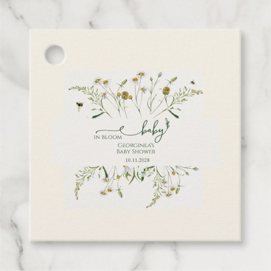 Boho Wildflower Baby in Bloom Baby Shower フェイバータグ (正面)