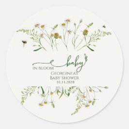 Boho Wildflower Baby in Bloom Baby Shower ラウンドシール
