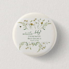 Boho Wildflower Baby in Bloom Baby Shower 缶バッジ