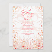 Boho Wildflower Baby in Bloom GIrl Baby Shower 招待状 (正面)