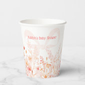 Boho Wildflower Baby in Bloom GIrl Baby Shower  紙コップ (裏面)