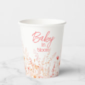 Boho Wildflower Baby in Bloom GIrl Baby Shower  紙コップ (正面)