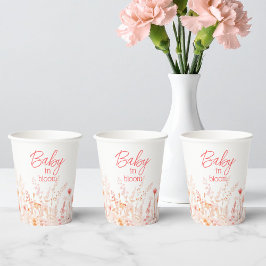 Boho Wildflower Baby in Bloom GIrl Baby Shower  紙コップ