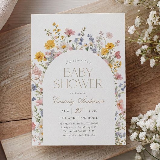 Boho Wildflower Baby Shower 招待状