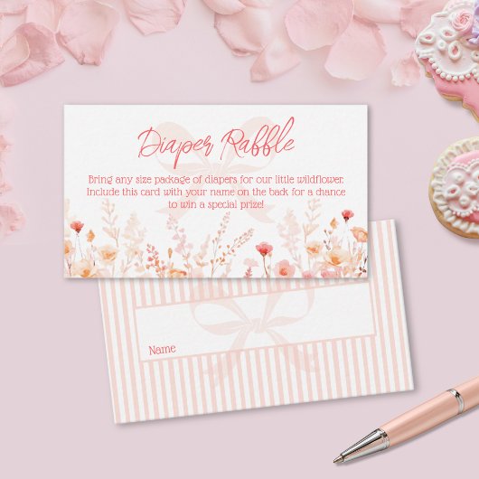 Boho Wildflower Baby Shower Diaper Raffle  エンクロージャーカード