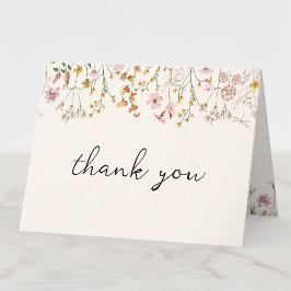 Boho Wildflower Baby Shower Folded Thank You Card サンキューカード