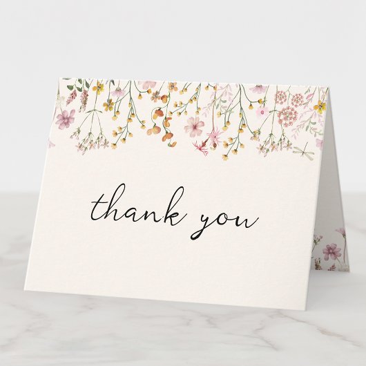 Boho Wildflower Baby Shower Folded Thank You Card サンキューカード