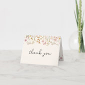 Boho Wildflower Baby Shower Folded Thank You Card サンキューカード (正面)