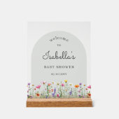 Boho Wildflower Baby Shower Welcome Sign アクリルサイン (正面)