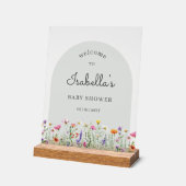 Boho Wildflower Baby Shower Welcome Sign アクリルサイン (傾斜)