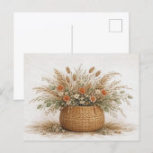 Boho Wildflower Basket Dried Botanical Watercolor  ポストカード (正面/裏面)
