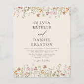 Boho Wildflower BeigeオールインワンQRコード結婚ズ チラシ (正面)