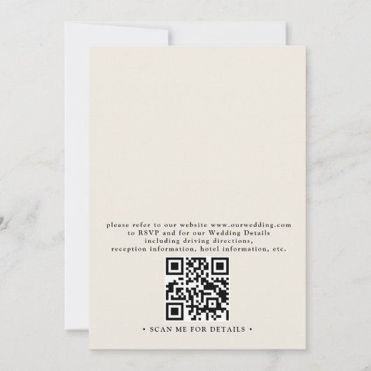 Boho Wildflower Beige Elegant QR Code Wedding 招待状 (裏面)