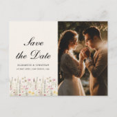 Boho Wildflower Beige Photo Garden Wedding ポストカード (正面)