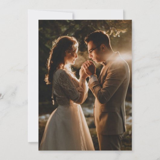 Boho Wildflower Beige Photo Garden Wedding 招待状 (裏面)