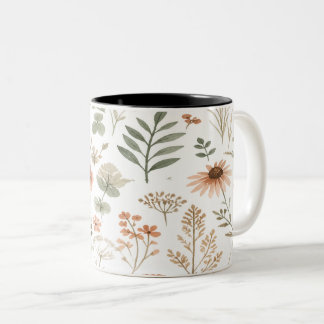 Boho Wildflower Botanical Mug ツートーンマグカップ