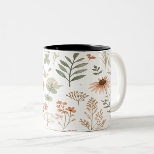 Boho Wildflower Botanical Mug ツートーンマグカップ (正面右)