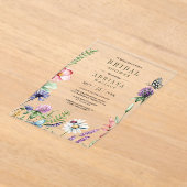 Boho Wildflower Bridal Shower アクリル招待状 (レイダウン)