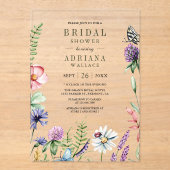 Boho Wildflower Bridal Shower アクリル招待状 (正面)