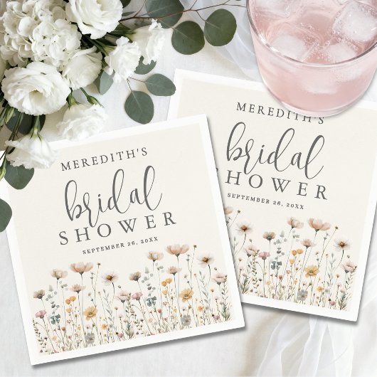 Boho Wildflower Bridal Shower スタンダードカクテルナプキン