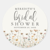 Boho Wildflower Bridal Shower ラウンドシール (正面)
