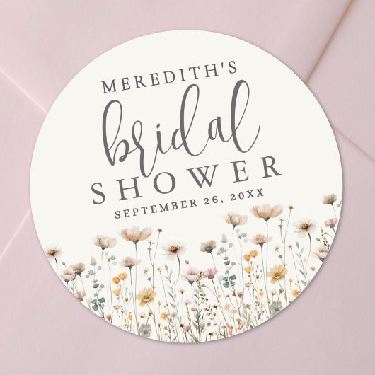 Boho Wildflower Bridal Shower ラウンドシール