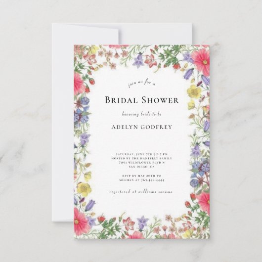 Boho Wildflower Bridal Shower  招待状 (正面)