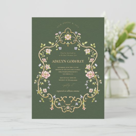  Boho Wildflower Bridal Shower 招待状 (スタンド正面)