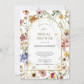  Boho Wildflower Bridal Shower 招待状 (正面)