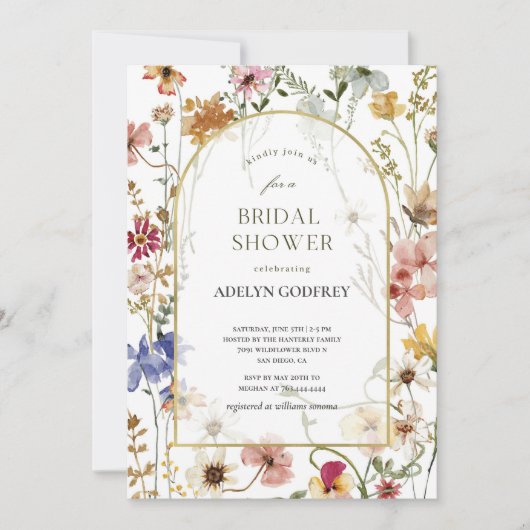 Boho Wildflower Bridal Shower 招待状 (正面)