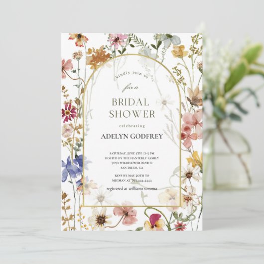  Boho Wildflower Bridal Shower 招待状 (スタンド正面)