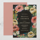  Boho Wildflower Bridal Shower 招待状 (正面/裏面)