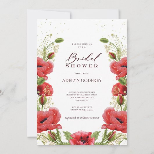  Boho Wildflower Bridal Shower 招待状 (正面)