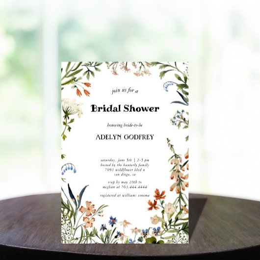 Boho Wildflower Bridal Shower minimal 招待状